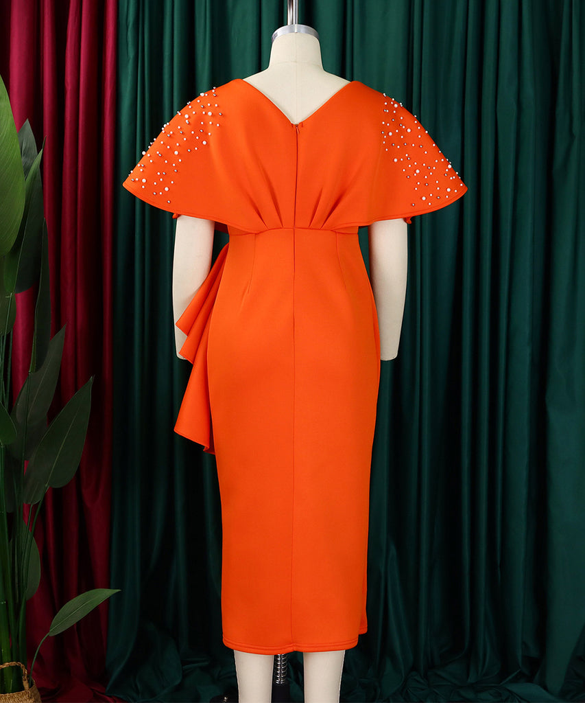 Sexy V-Neck Peplum Split Beaded Party Dress for Dazzling Nights