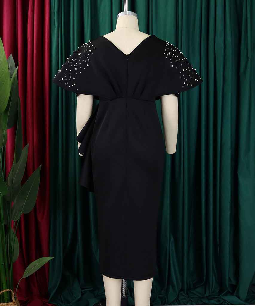 Sexy V-Neck Peplum Split Beaded Party Dress for Dazzling Nights