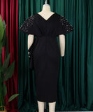 Sexy V-Neck Peplum Split Beaded Party Dress for Dazzling Nights