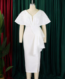 Sexy V-Neck Peplum Split Beaded Party Dress for Dazzling Nights