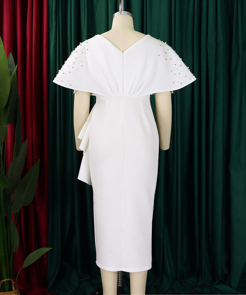 Sexy V-Neck Peplum Split Beaded Party Dress for Dazzling Nights