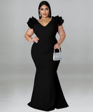 Sexy Lotus Sleeve Bag Backless Dress for Stunning Elegance