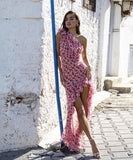 Seductive Pink Sexy Side Slit Lace-Up Dress for Stunning Style