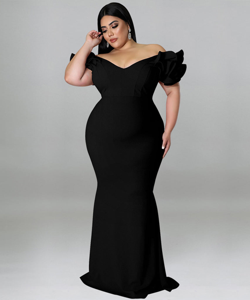 Sexy Lotus Sleeve Bag Backless Dress for Stunning Elegance