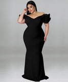 Sexy Lotus Sleeve Bag Backless Dress for Stunning Elegance
