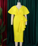 Sexy V-Neck Peplum Split Beaded Party Dress for Dazzling Nights