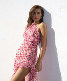Seductive Pink Sexy Side Slit Lace-Up Dress for Stunning Style