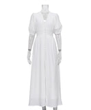 Chic Slim Slit Skirt With Puffy Sleeves for Effortless Style