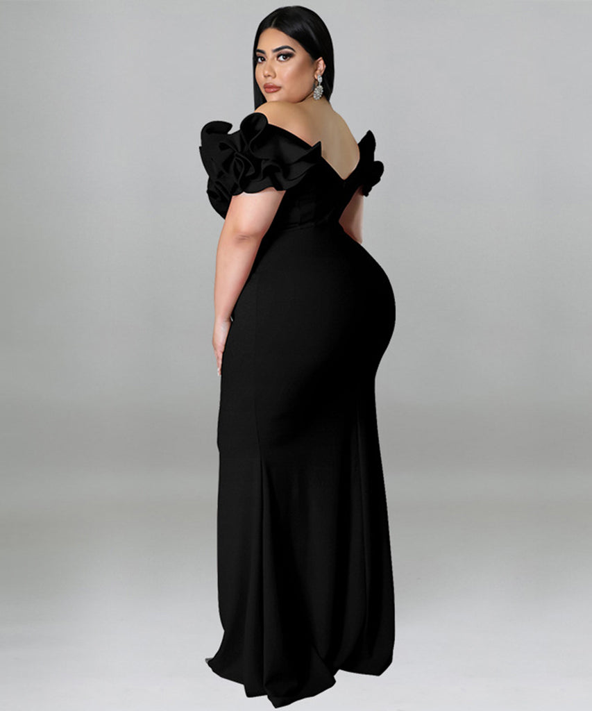 Sexy Lotus Sleeve Bag Backless Dress for Stunning Elegance