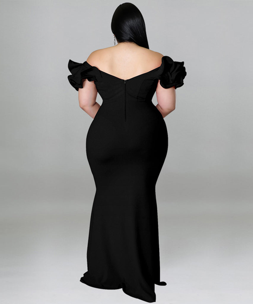 Sexy Lotus Sleeve Bag Backless Dress for Stunning Elegance