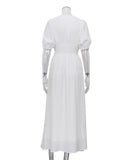Chic Slim Slit Skirt With Puffy Sleeves for Effortless Style