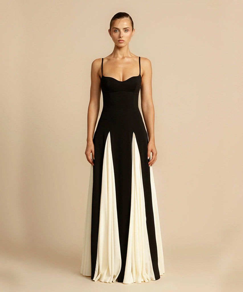 Sexy Halter Slim-Fit Color Contrast Dress For Stunning Style