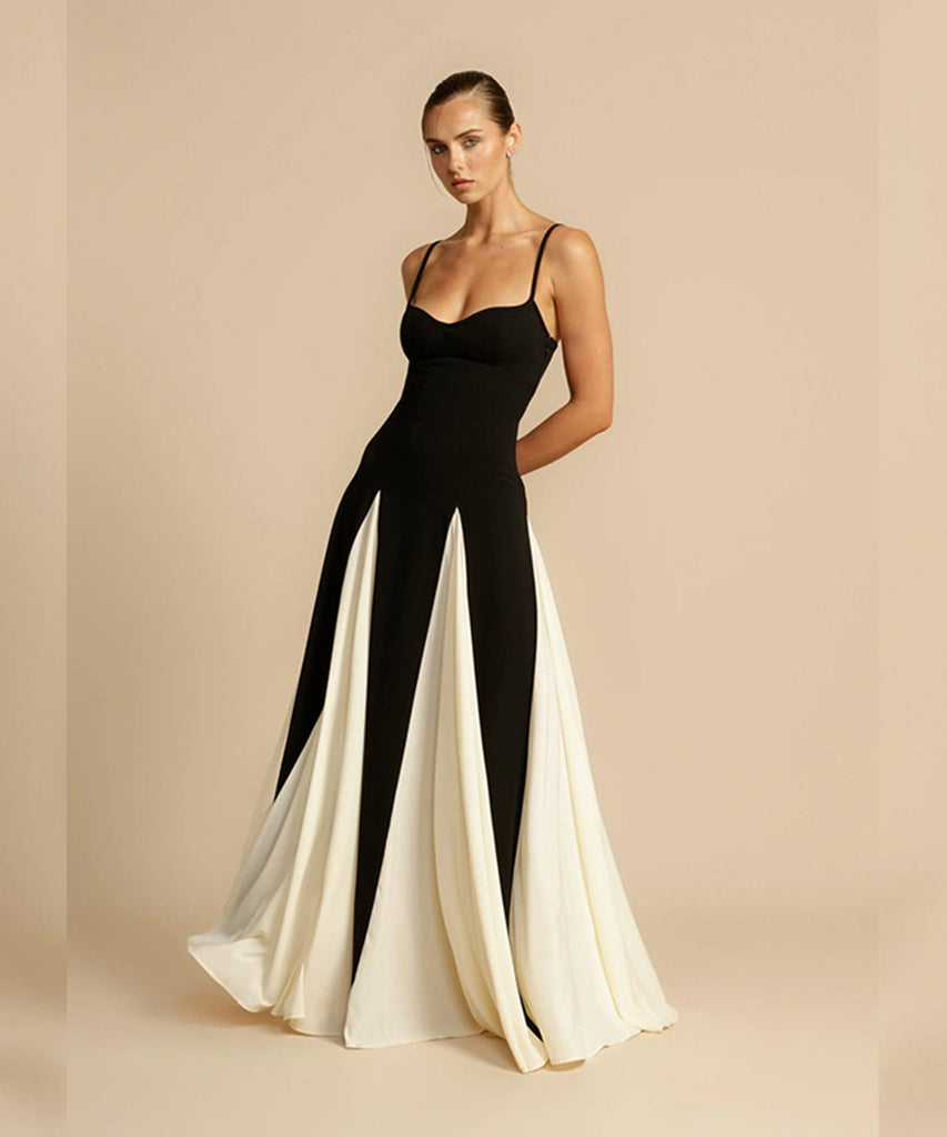 Sexy Halter Slim-Fit Color Contrast Dress For Stunning Style