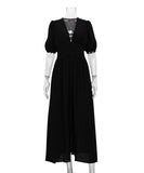 Chic Slim Slit Skirt With Puffy Sleeves for Effortless Style