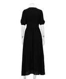 Chic Slim Slit Skirt With Puffy Sleeves for Effortless Style