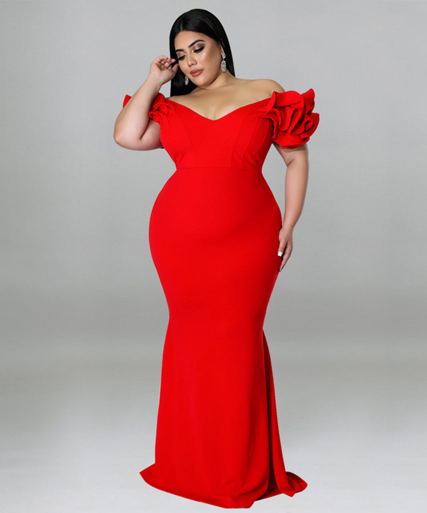 Sexy Lotus Sleeve Bag Backless Dress for Stunning Elegance