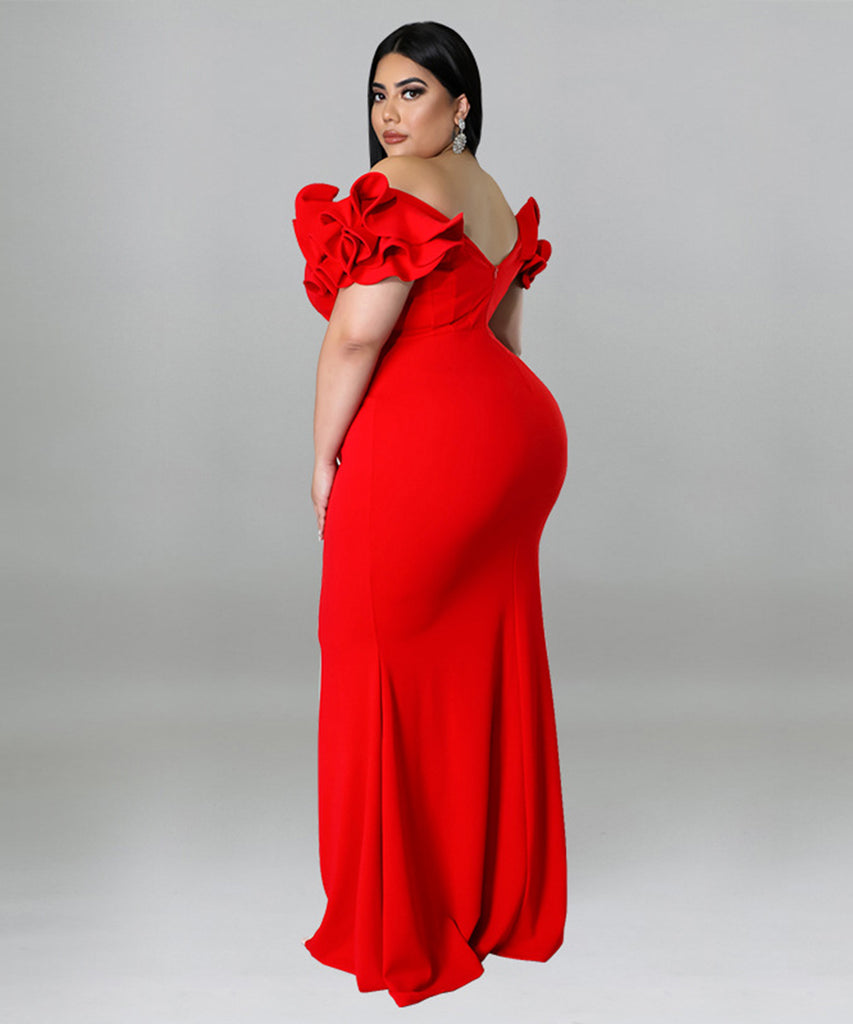 Sexy Lotus Sleeve Bag Backless Dress for Stunning Elegance