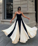 Sexy Halter Slim-Fit Color Contrast Dress For Stunning Style