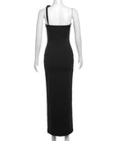 Chic Halter Dress With Sloping Shoulders in Elegant Black