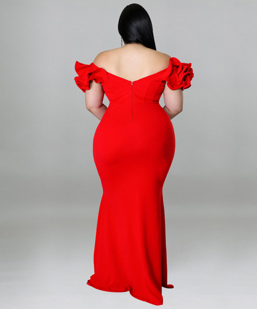 Sexy Lotus Sleeve Bag Backless Dress for Stunning Elegance