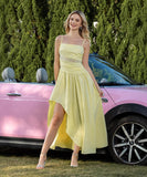 Chic Yellow Mesh Patchwork Slip Skirt With Ruffles Delight