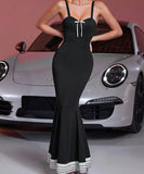 Sleek Sexy Spice Dress with Bow Halter Slim Wrap Hip Skirt