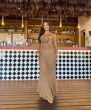 Backless Boho Sexy Beach Needle Long Knit Dress for Summer Fun