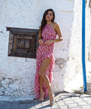 Seductive Pink Sexy Side Slit Lace-Up Dress for Stunning Style
