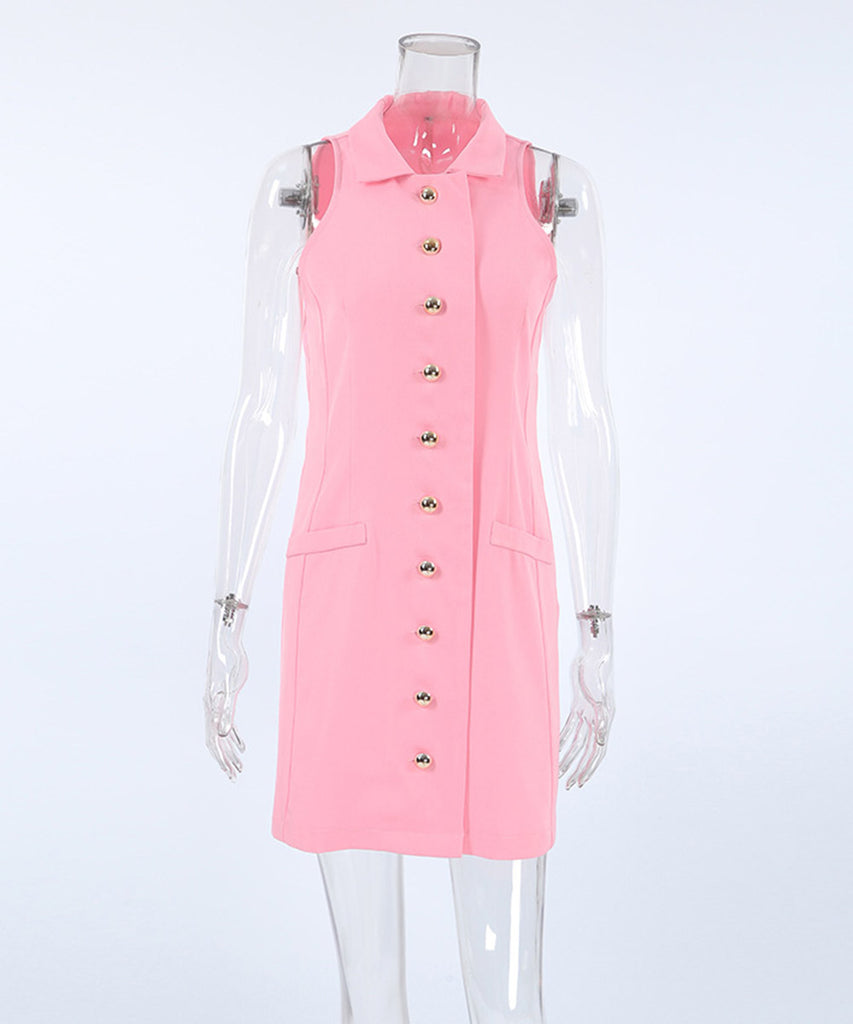 Chic Solid Color Lapel Dress for Effortless Elegance