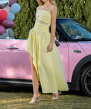 Chic Yellow Mesh Patchwork Slip Skirt With Ruffles Delight