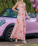 Chic Halter Waist Dress With Halter Back in Pink Elegance