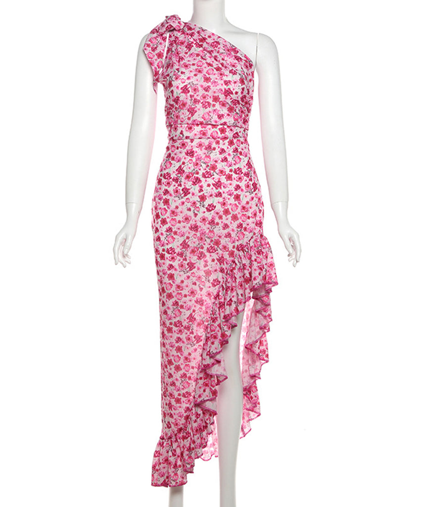 Seductive Pink Sexy Side Slit Lace-Up Dress for Stunning Style