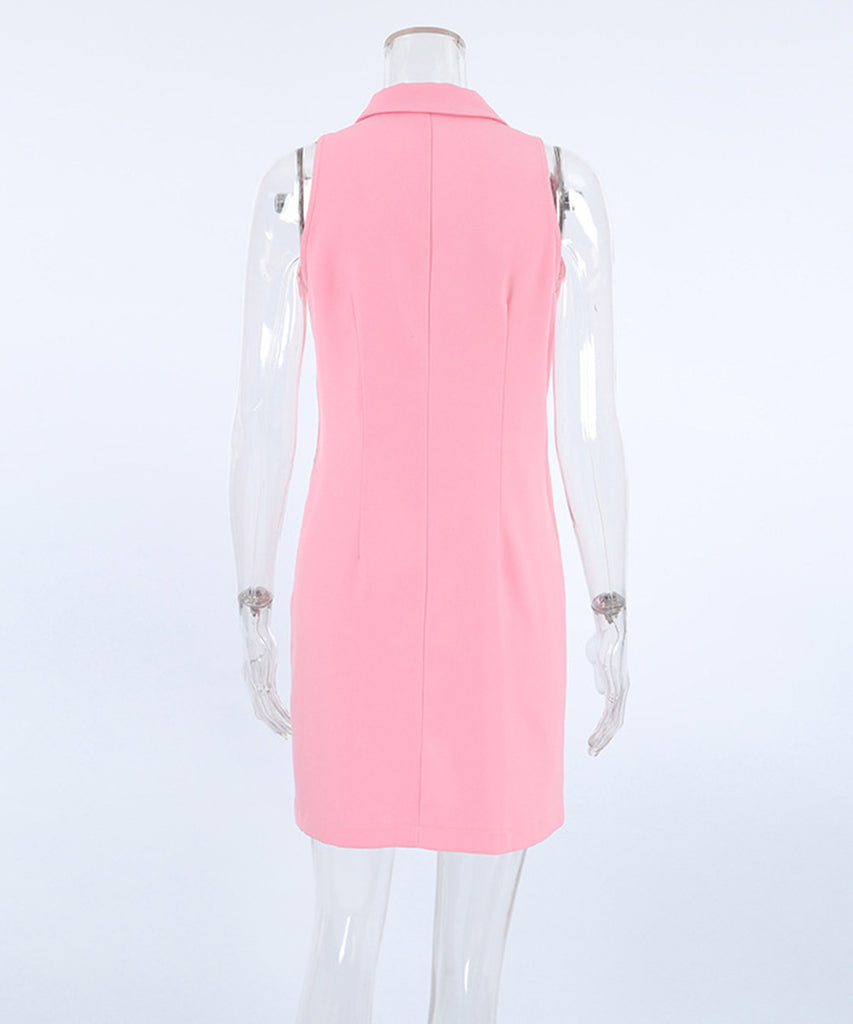 Chic Solid Color Lapel Dress for Effortless Elegance