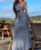 Backless Boho Sexy Beach Needle Long Knit Dress for Summer Fun