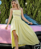 Chic Yellow Mesh Patchwork Slip Skirt With Ruffles Delight