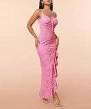 Chic Lace Peplum Halter Dress with Open Back for Effortless Style