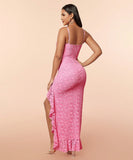 Chic Lace Peplum Halter Dress with Open Back for Effortless Style