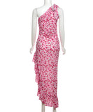 Seductive Pink Sexy Side Slit Lace-Up Dress for Stunning Style