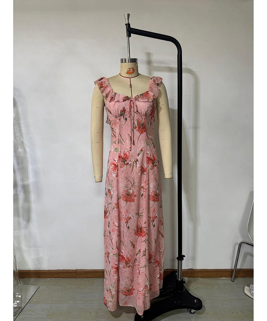 Chic Halter Waist Dress With Halter Back in Pink Elegance