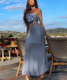 Backless Boho Sexy Beach Needle Long Knit Dress for Summer Fun