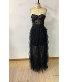 Chic Gauze Evening Dress With Butterfly Sequin Patchwork