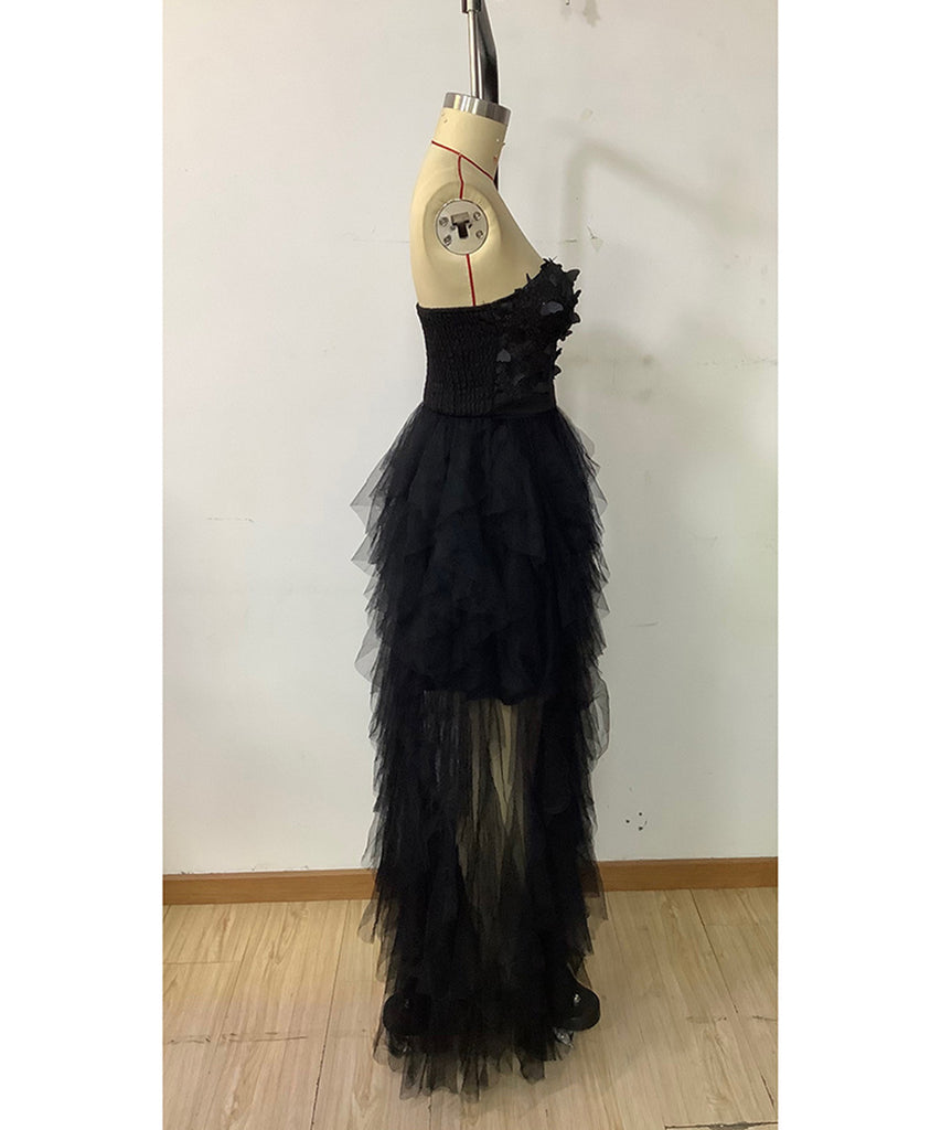Chic Gauze Evening Dress With Butterfly Sequin Patchwork
