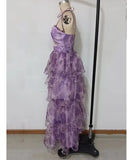 Vibrant Printed Dress With Flounder Cake Skirt in Grenadine