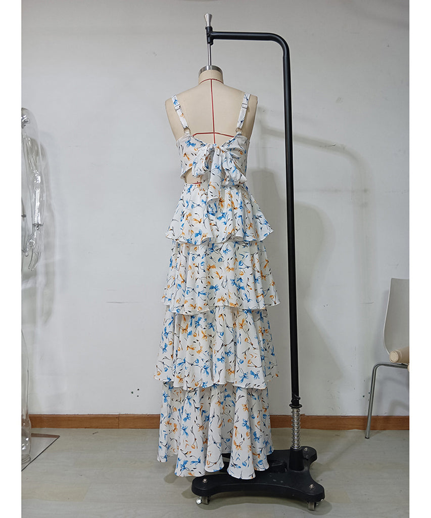 Floral Chiffon Sexy Halter Dress for Fairy Tale Moments
