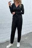 Chic Knotted Drawstring Hoodie and Pants Lounge Set