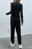 Chic Knotted Drawstring Hoodie and Pants Lounge Set