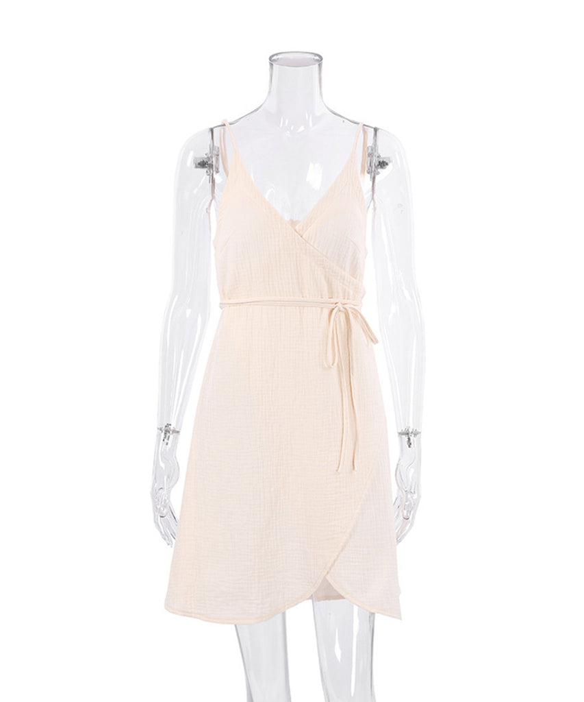 Elegant V-Neck Crepe Split Halter Dress for Any Occasion