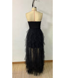 Chic Gauze Evening Dress With Butterfly Sequin Patchwork