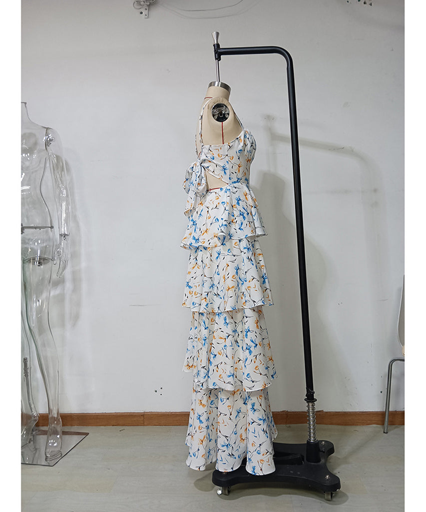 Floral Chiffon Sexy Halter Dress for Fairy Tale Moments