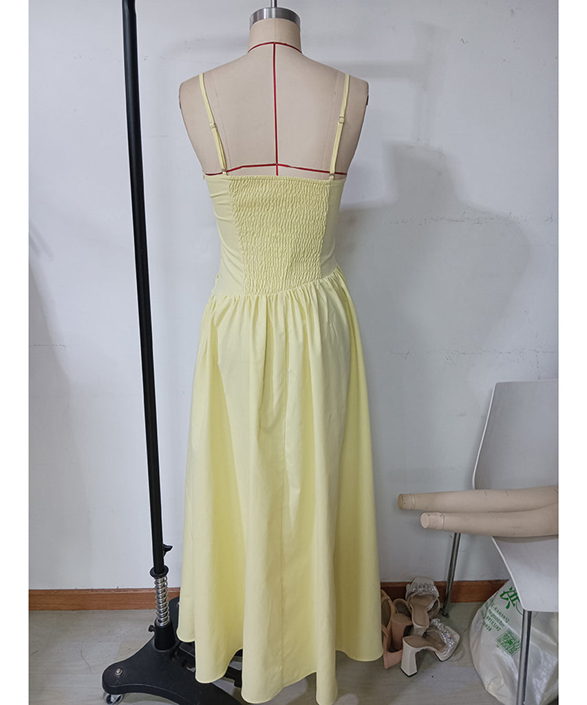 Chic Yellow Mesh Patchwork Slip Skirt With Ruffles Delight